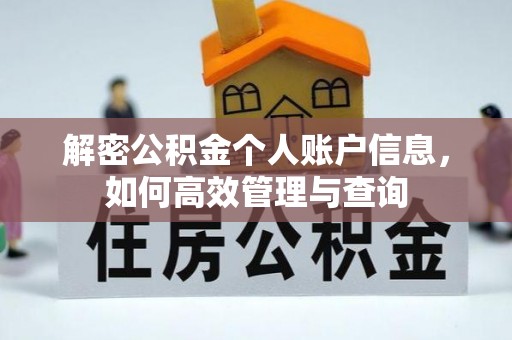 枣强解密公积金个人账户信息，如何高效管理与查询